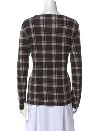 Weekend Max Mara Plaid Print Scoop Neck Top