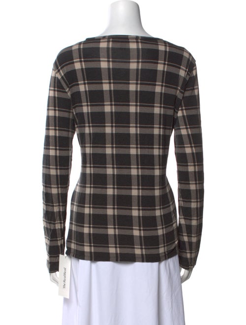 Weekend Max Mara Plaid Print Scoop Neck Top