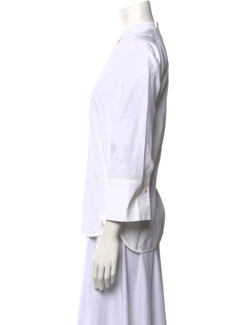 Weekend Max Mara Mock Neck Three-Quarter Sleeve Button-Up Top