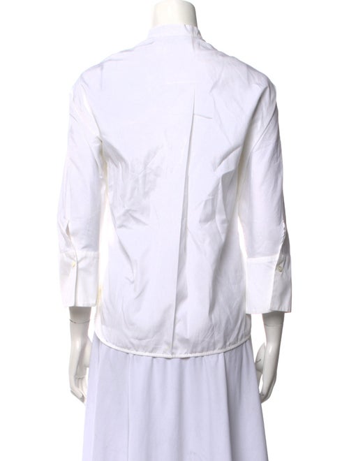 Weekend Max Mara Mock Neck Three-Quarter Sleeve Button-Up Top