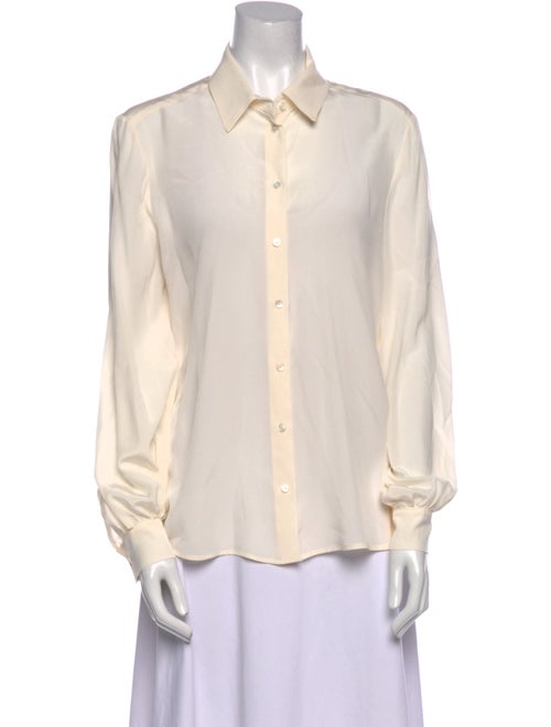 Weekend Max Mara Silk Long Sleeve Button-Up Top