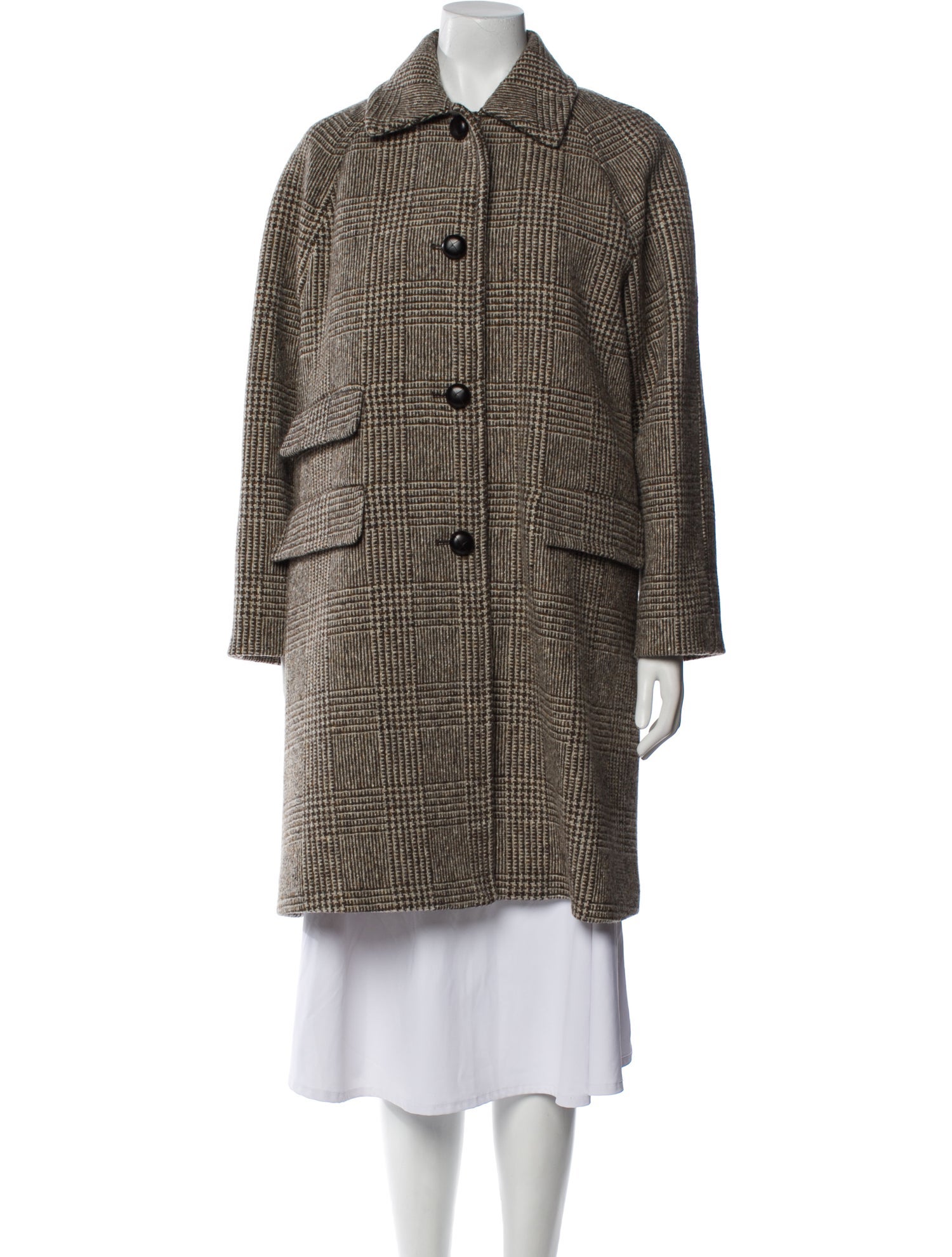 Weekend Max Mara Virgin Wool Plaid Print Coat