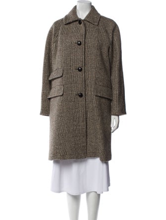 Weekend Max Mara Virgin Wool Plaid Print Coat