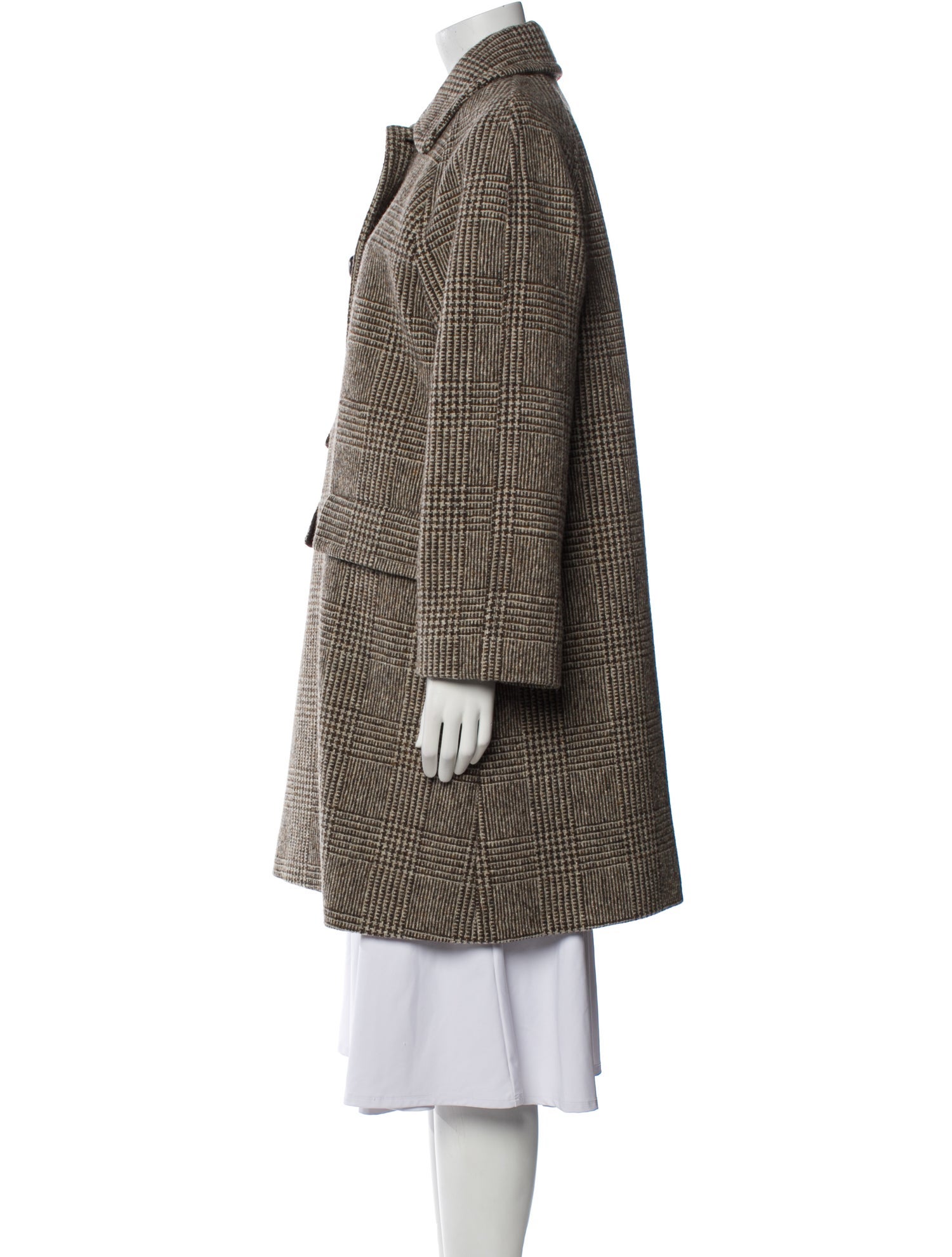 Weekend Max Mara Virgin Wool Plaid Print Coat