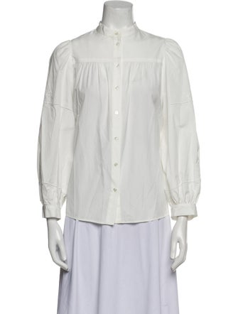 Weekend Max Mara Mock Neck Long Sleeve Button-Up Top