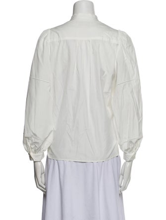 Weekend Max Mara Mock Neck Long Sleeve Button-Up Top