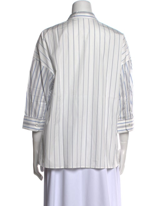 Weekend Max Mara Striped Three-Quarter Sleeve Button-Up Top