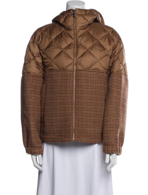 Weekend Max Mara Virgin Wool Plaid Print Down Jacket