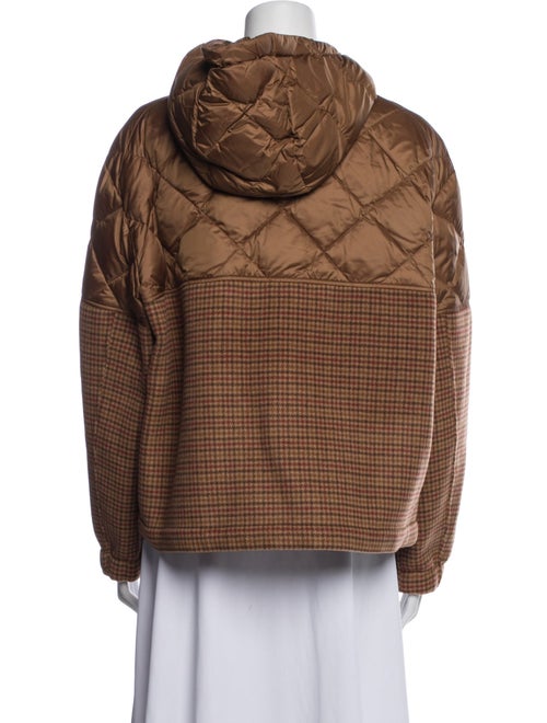 Weekend Max Mara Virgin Wool Plaid Print Down Jacket