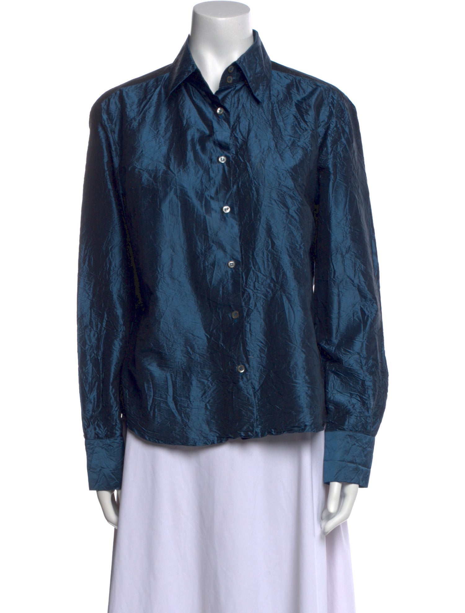 Weekend Max Mara Silk Long Sleeve Button-Up Top