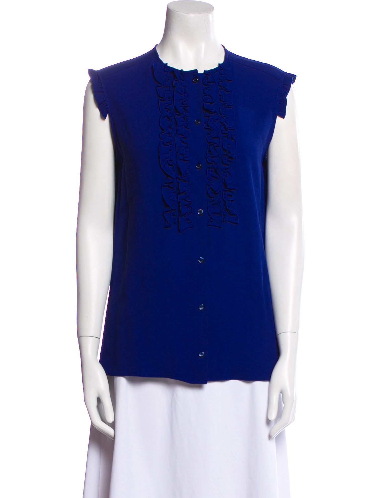 Weekend Max Mara Crew Neck Sleeveless Button-Up Top