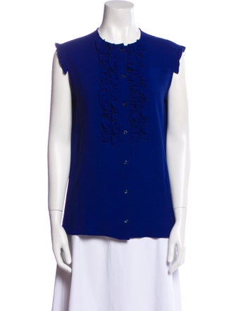 Weekend Max Mara Crew Neck Sleeveless Button-Up Top