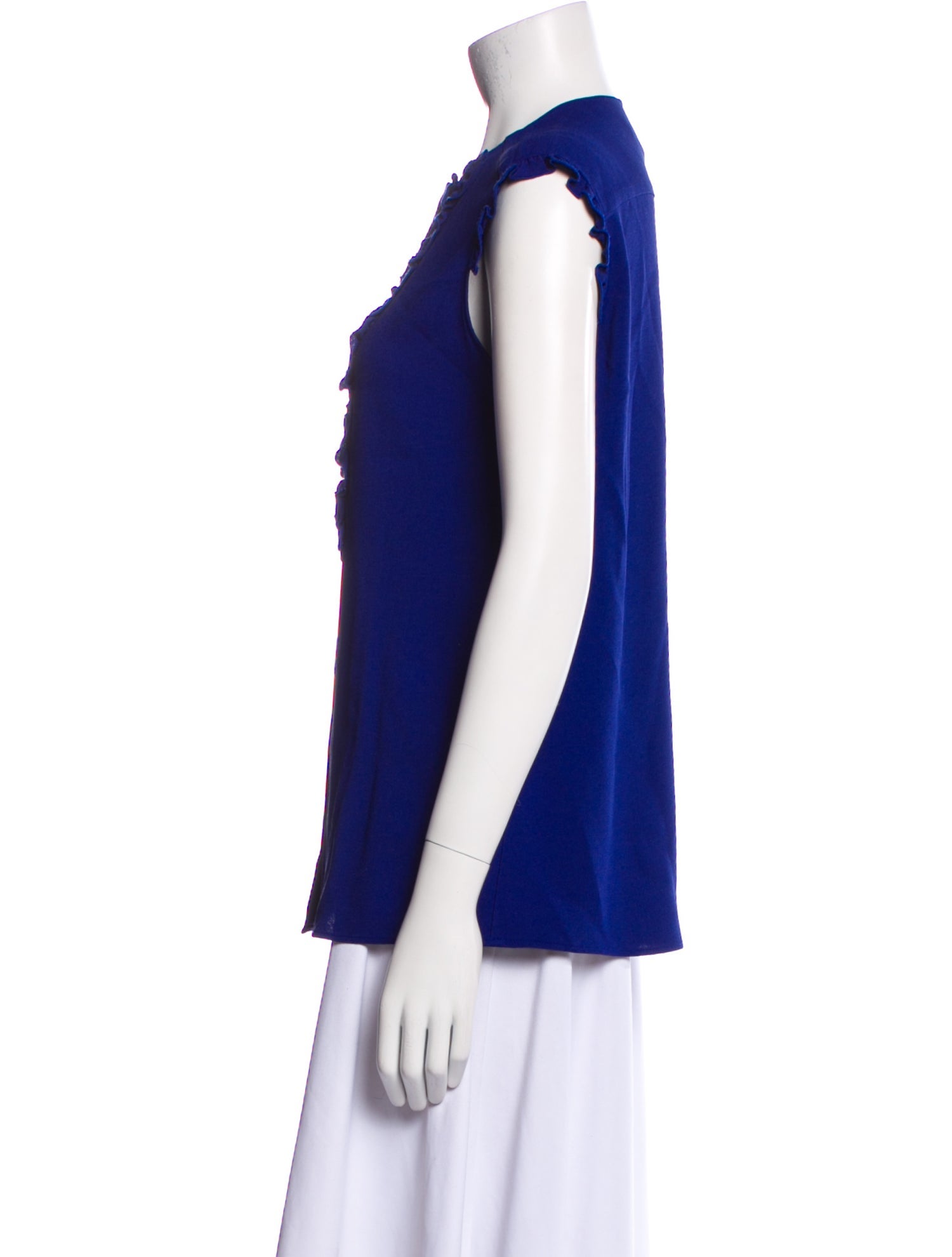 Weekend Max Mara Crew Neck Sleeveless Button-Up Top