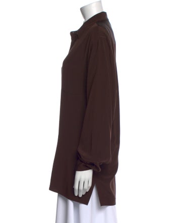 Weekend Max Mara Silk Long Sleeve Button-Up Top