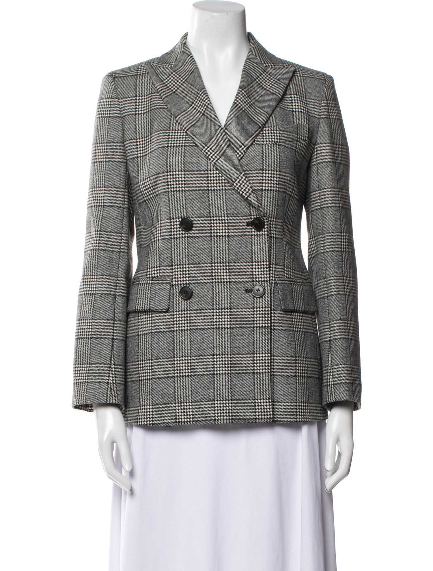 Weekend Max Mara Virgin Wool Plaid Print Blazer