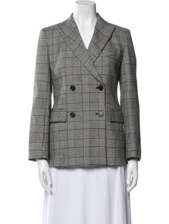 Weekend Max Mara Virgin Wool Plaid Print Blazer