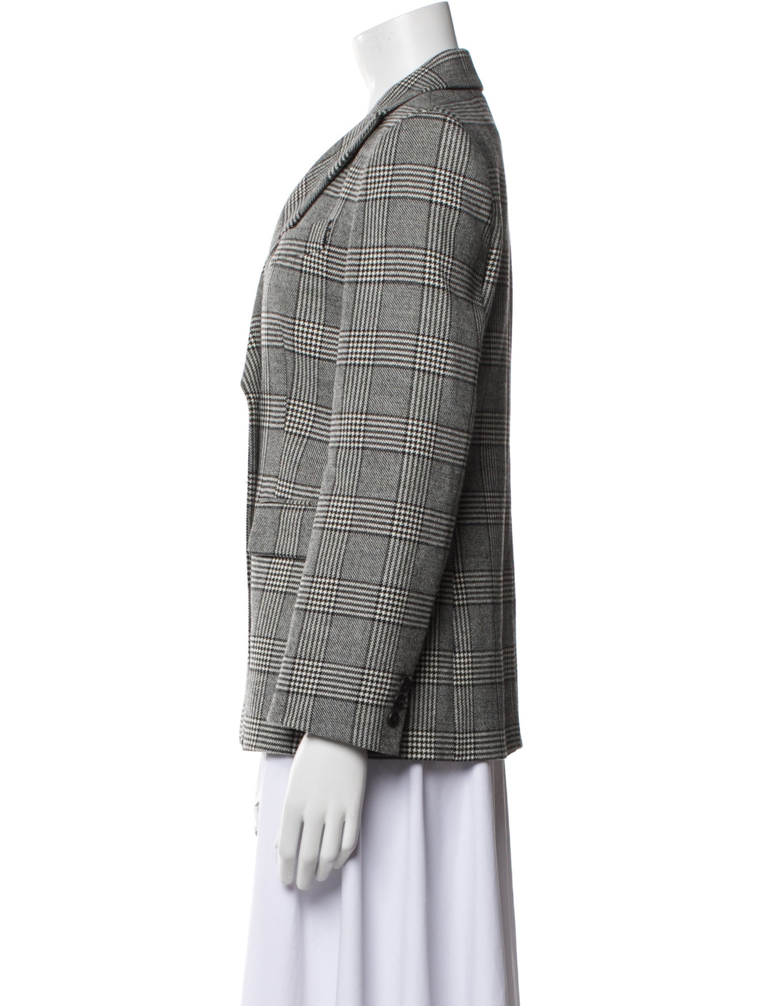 Weekend Max Mara Virgin Wool Plaid Print Blazer