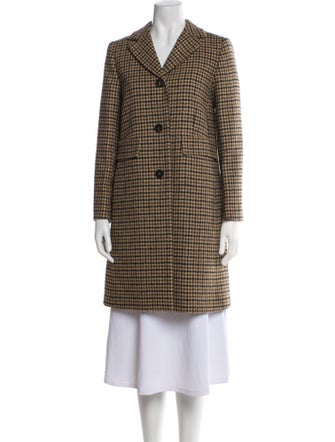 Weekend Max Mara Virgin Wool Plaid Print Peacoat