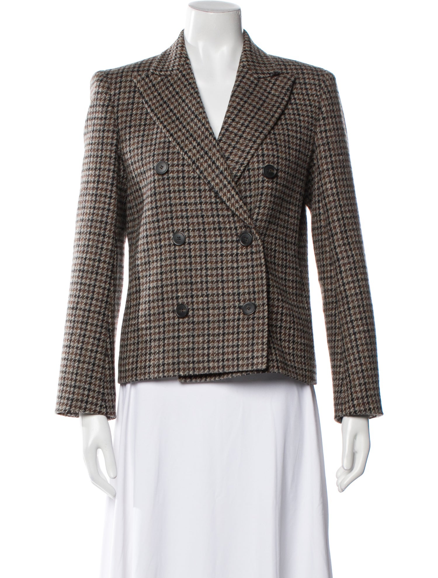 Weekend Max Mara Virgin Wool Plaid Print Blazer