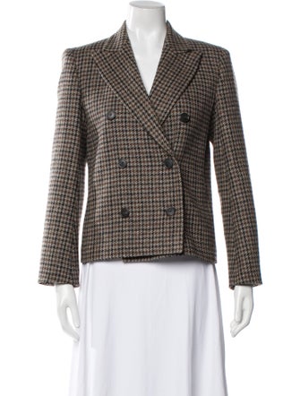 Weekend Max Mara Virgin Wool Plaid Print Blazer