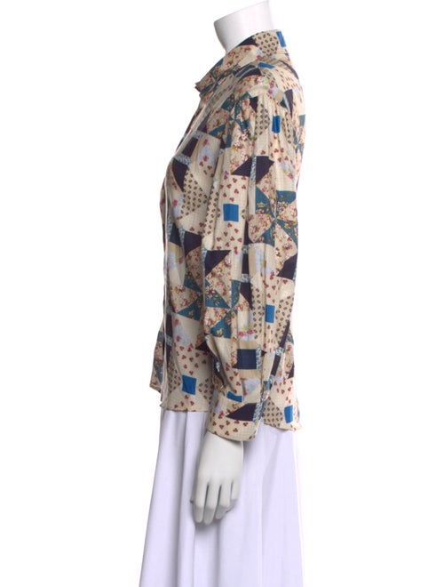 Weekend Max Mara Printed Three-Quarter Sleeve Button-Up Top