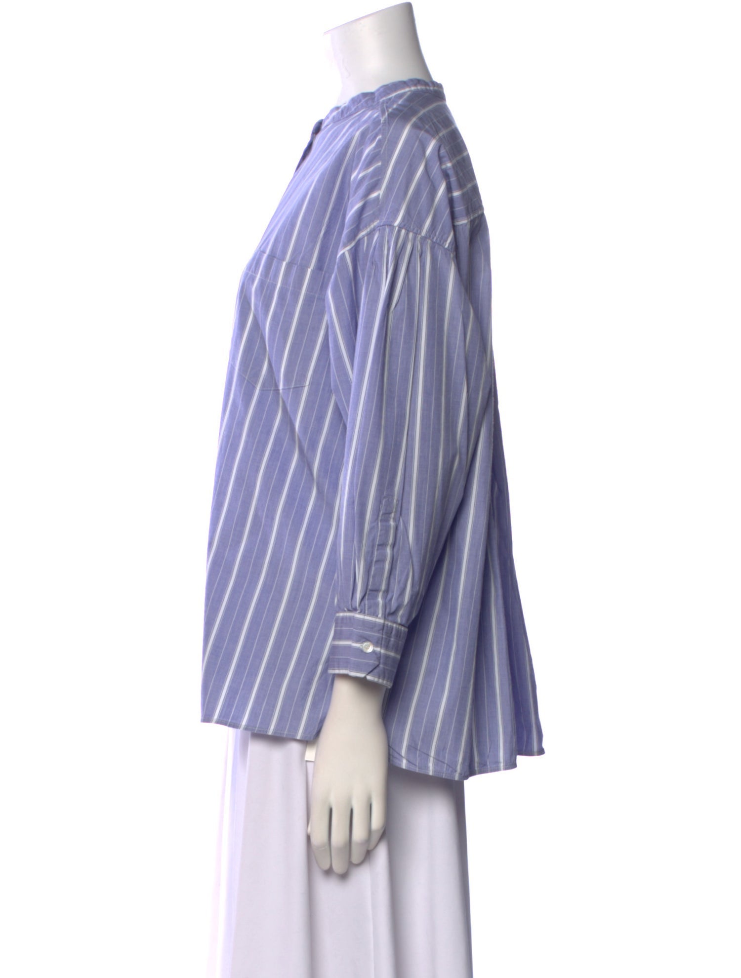 Weekend Max Mara Striped Mock Neck Button-Up Top
