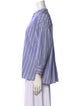 Weekend Max Mara Striped Mock Neck Button-Up Top