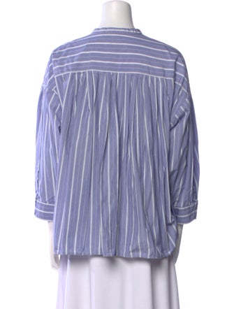 Weekend Max Mara Striped Mock Neck Button-Up Top