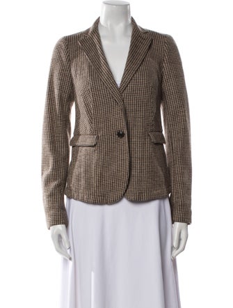 Weekend Max Mara Virgin Wool Houndstooth Print Blazer