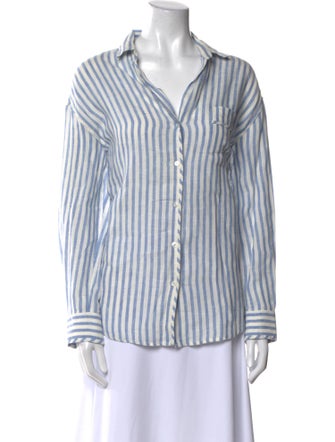 Weekend Max Mara Linen Striped Button-Up Top