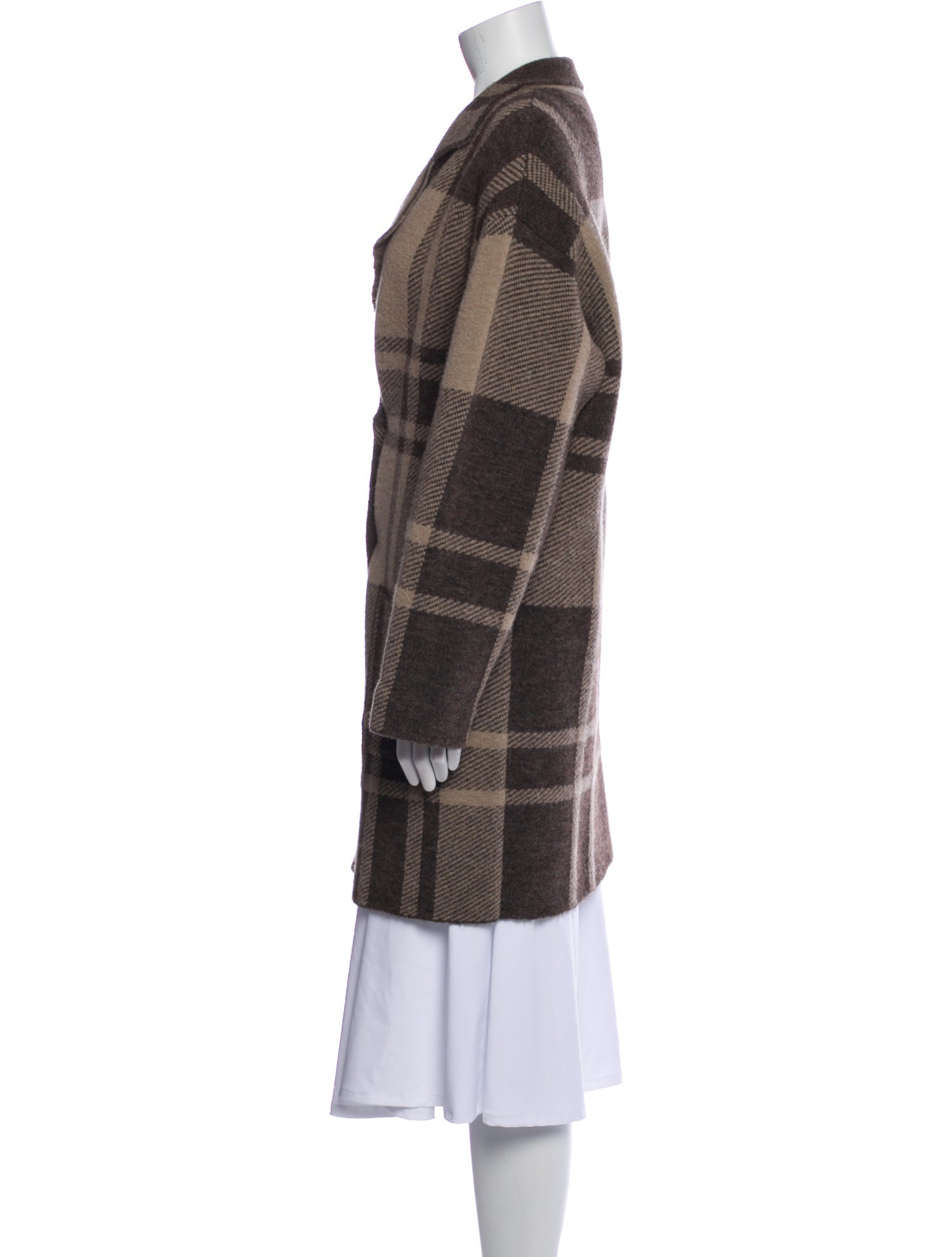Weekend Max Mara Wool Plaid Print Trench Coat