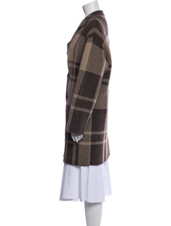 Weekend Max Mara Wool Plaid Print Trench Coat