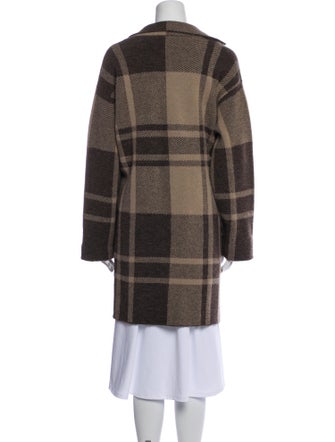 Weekend Max Mara Wool Plaid Print Trench Coat