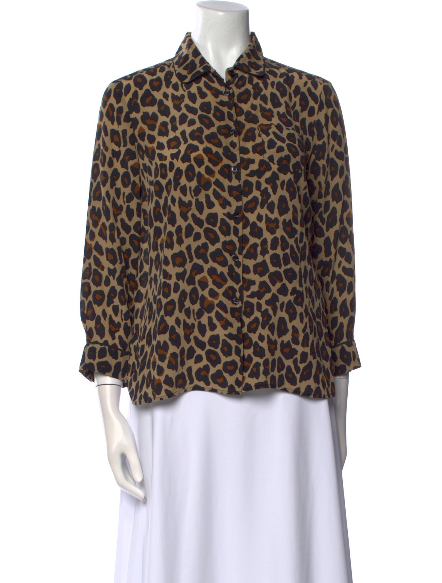 Weekend Max Mara Silk Animal Print Button-Up Top