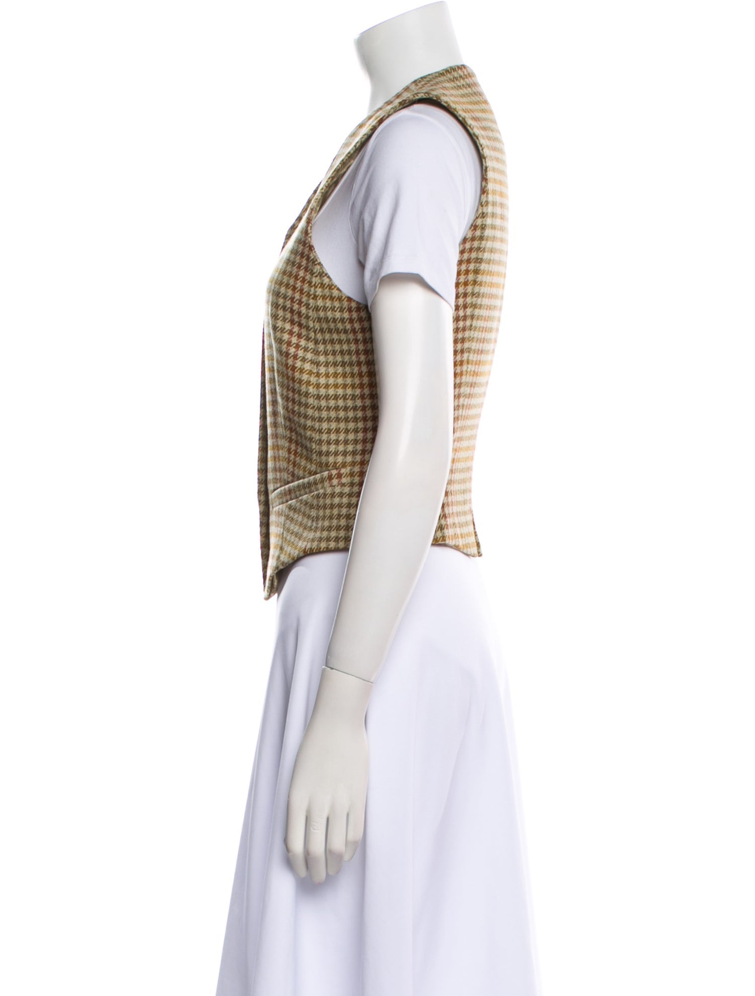 Weekend Max Mara Virgin Wool Plaid Print Vest