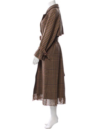 Weekend Max Mara Wool Plaid Print Trench Coat