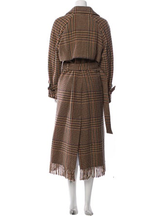Weekend Max Mara Wool Plaid Print Trench Coat