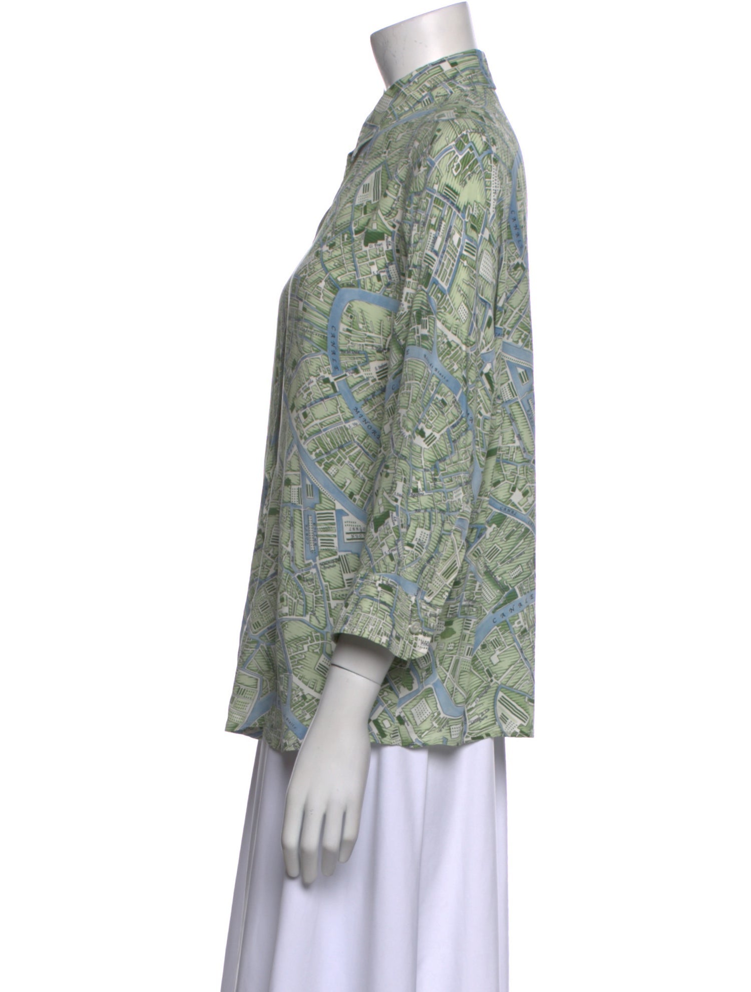 Weekend Max Mara Printed Three-Quarter Sleeve Button-Up Top