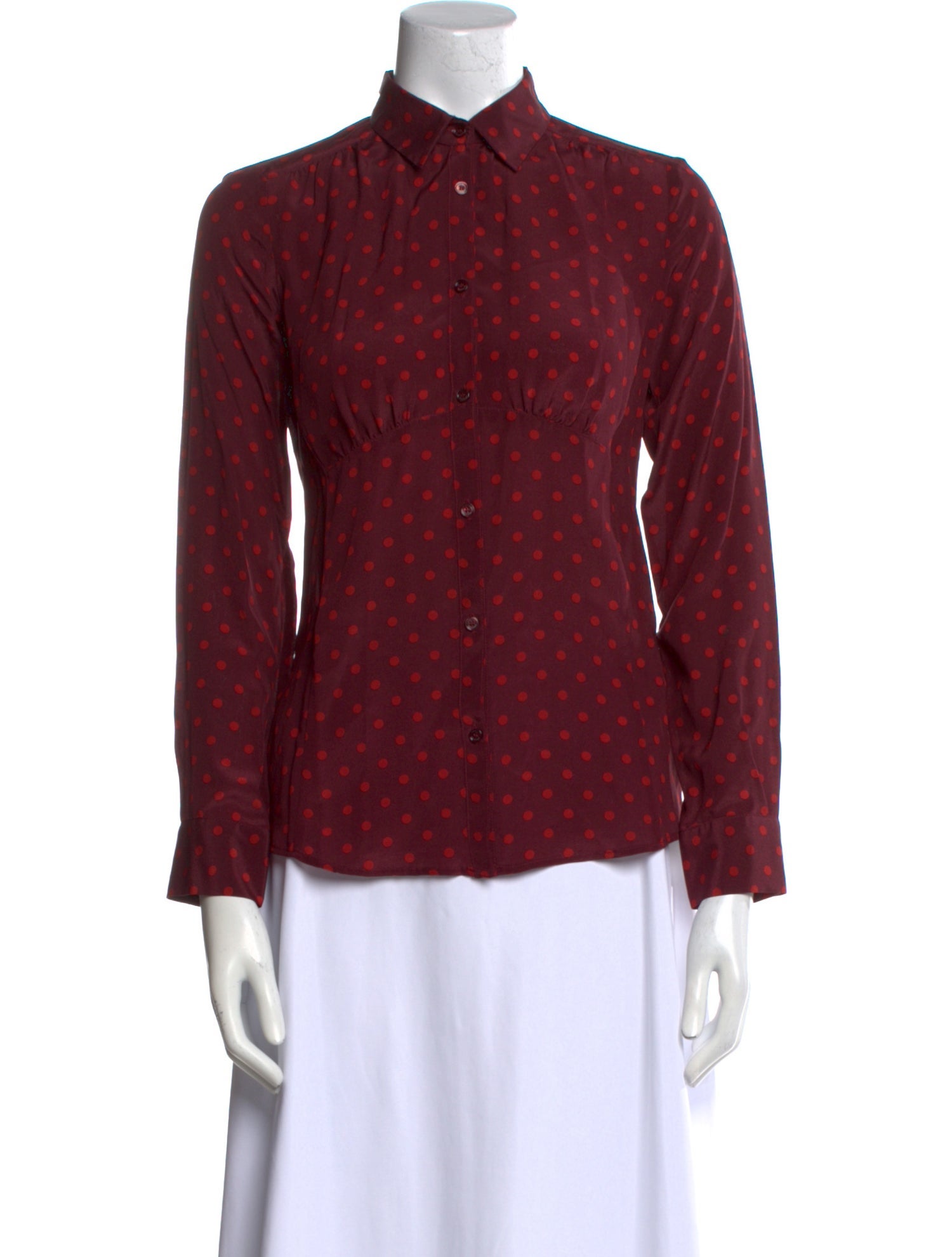 Weekend Max Mara Silk Polka Dot Print Button-Up Top