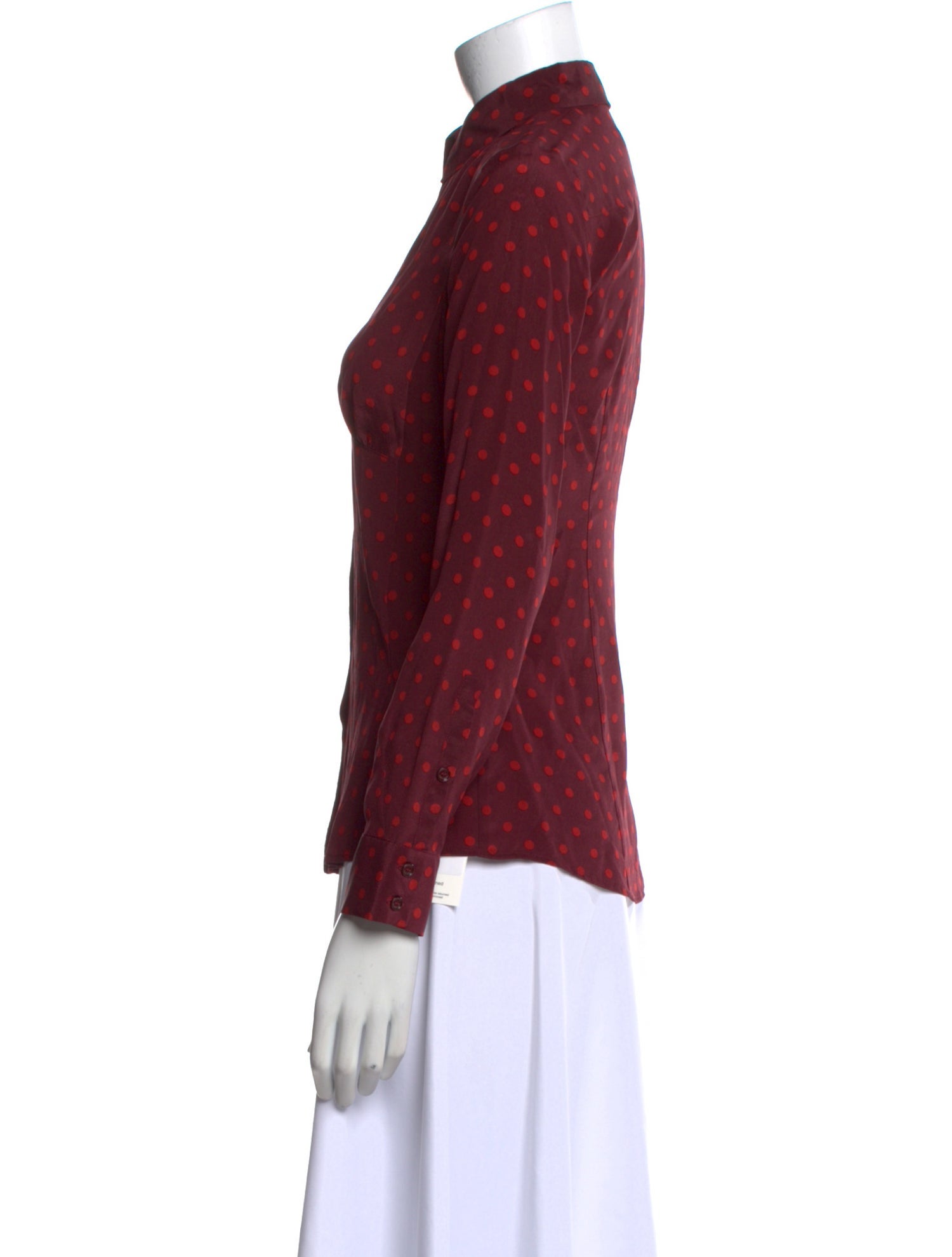 Weekend Max Mara Silk Polka Dot Print Button-Up Top