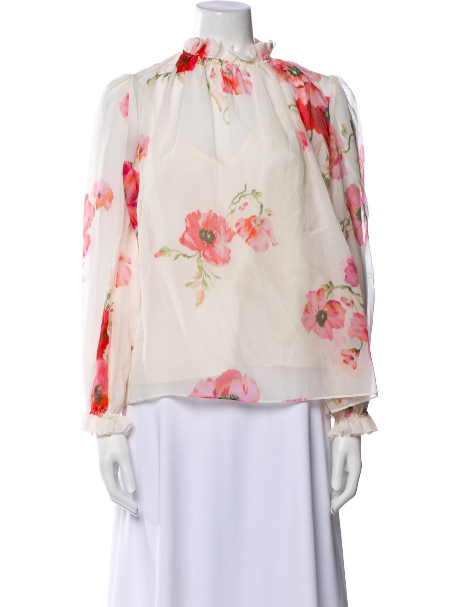 Zimmermann Floral Print Mock Neck Blouse