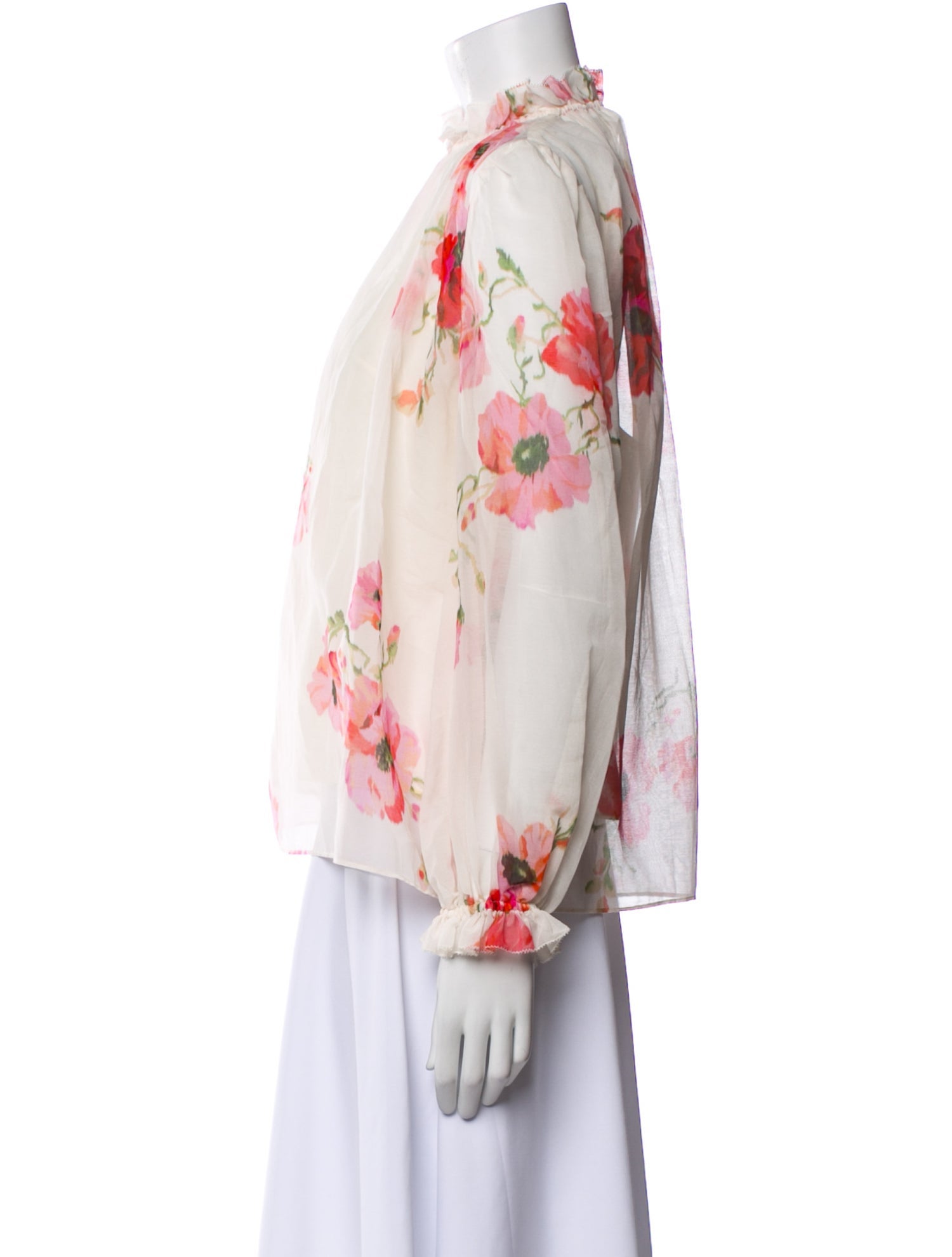 Zimmermann Floral Print Mock Neck Blouse