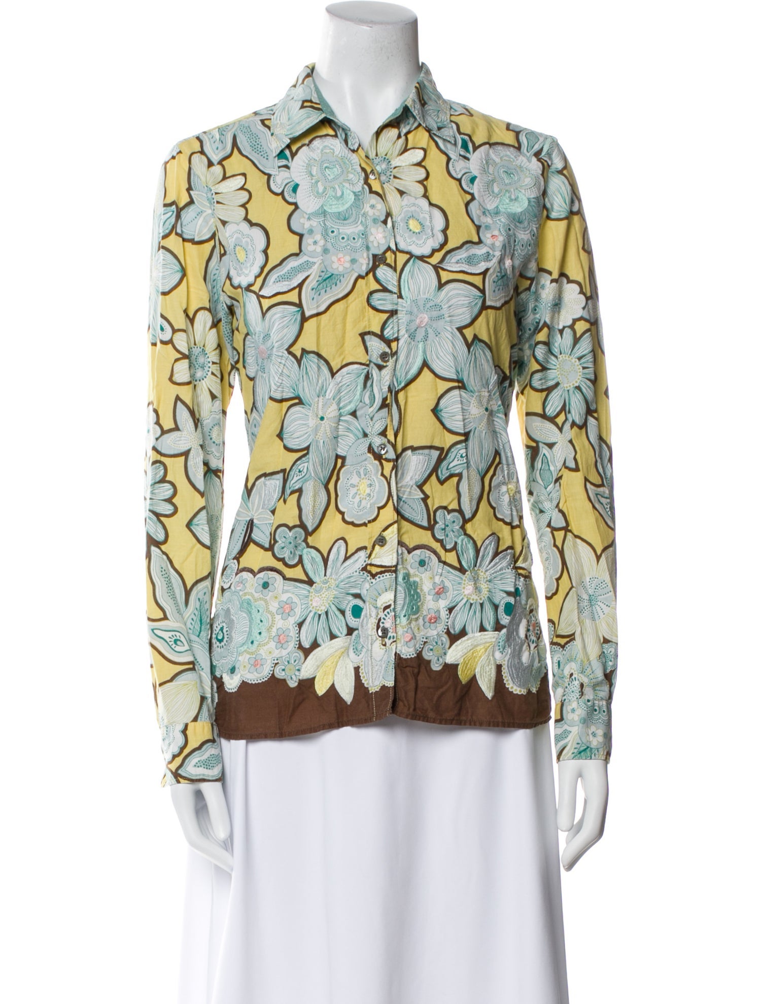 Weekend Max Mara Printed Long Sleeve Button-Up Top