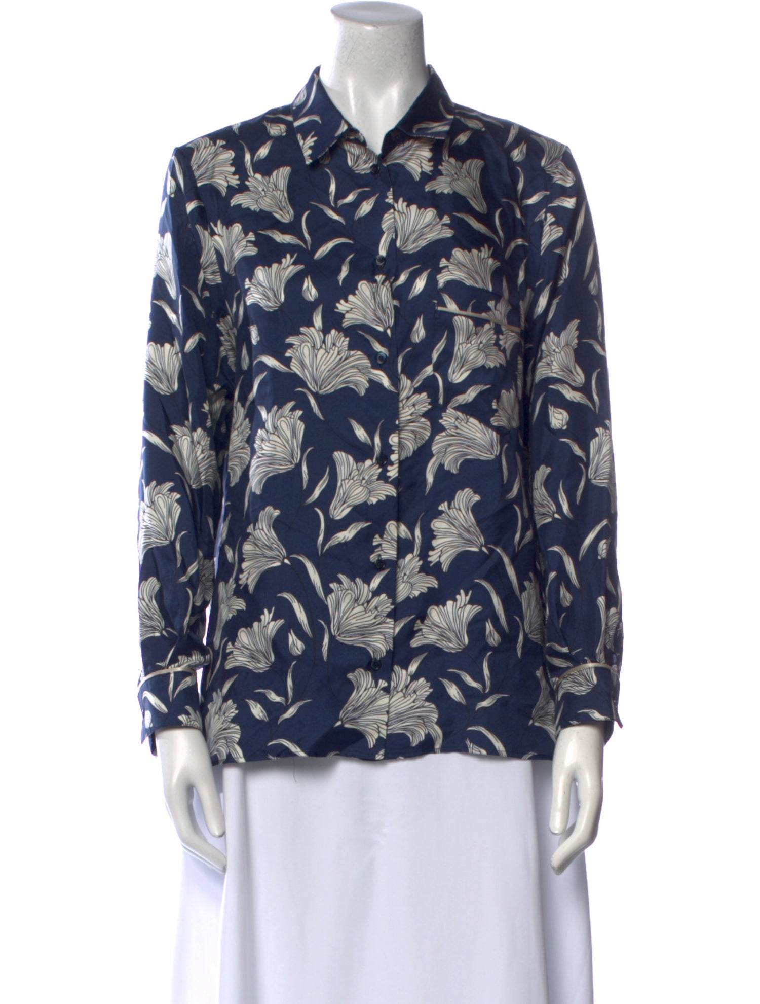Weekend Max Mara Silk Floral Print Button-Up Top w/ Tags