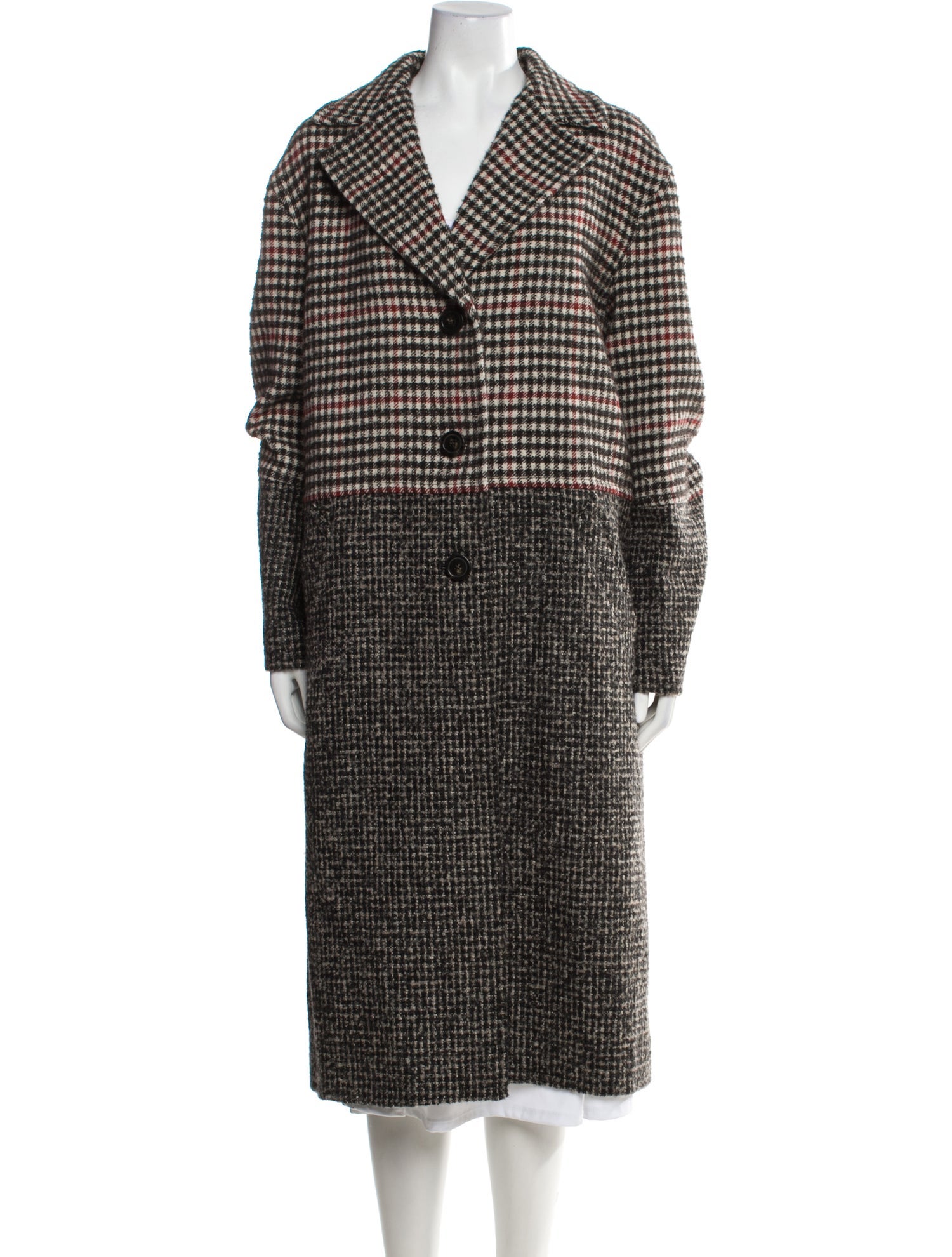 Weekend Max Mara Virgin Wool Houndstooth Print Peacoat