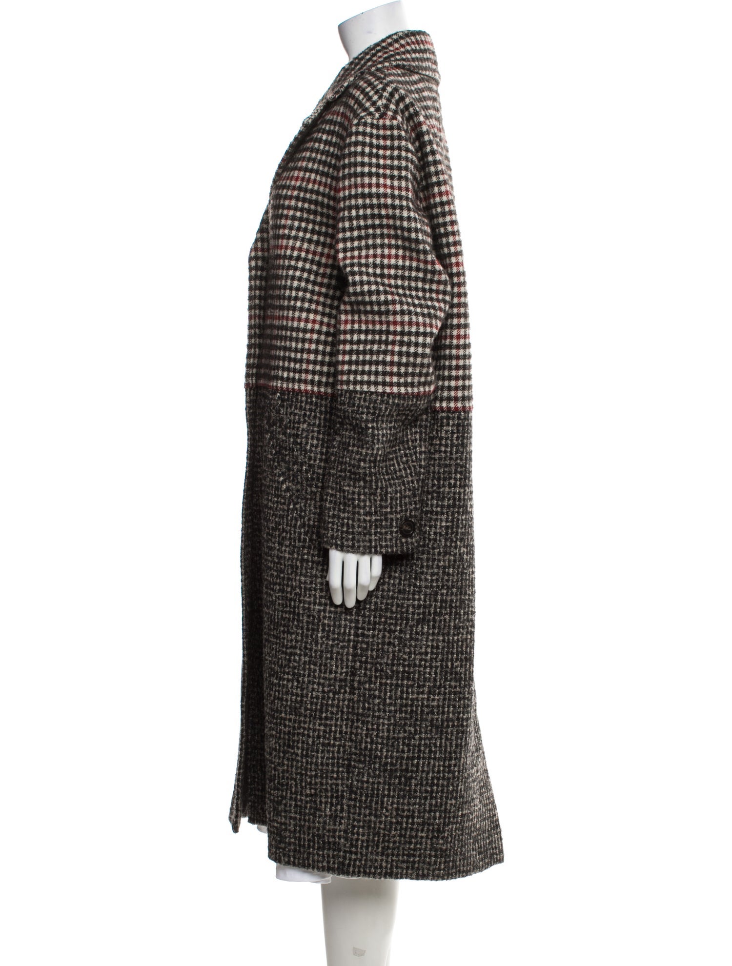 Weekend Max Mara Virgin Wool Houndstooth Print Peacoat