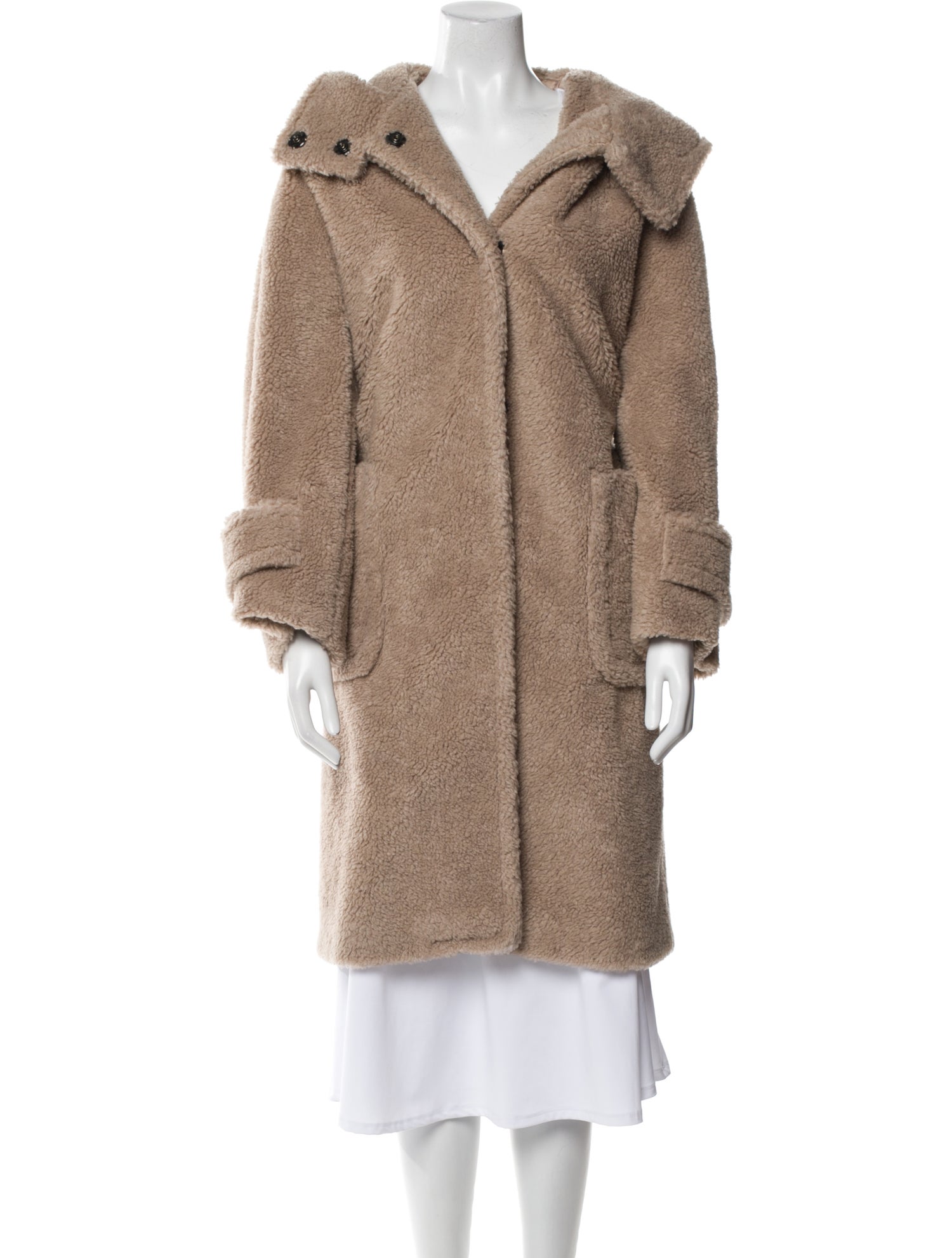 Weekend Max Mara Virgin Wool Tweed Pattern Faux Fur Coat