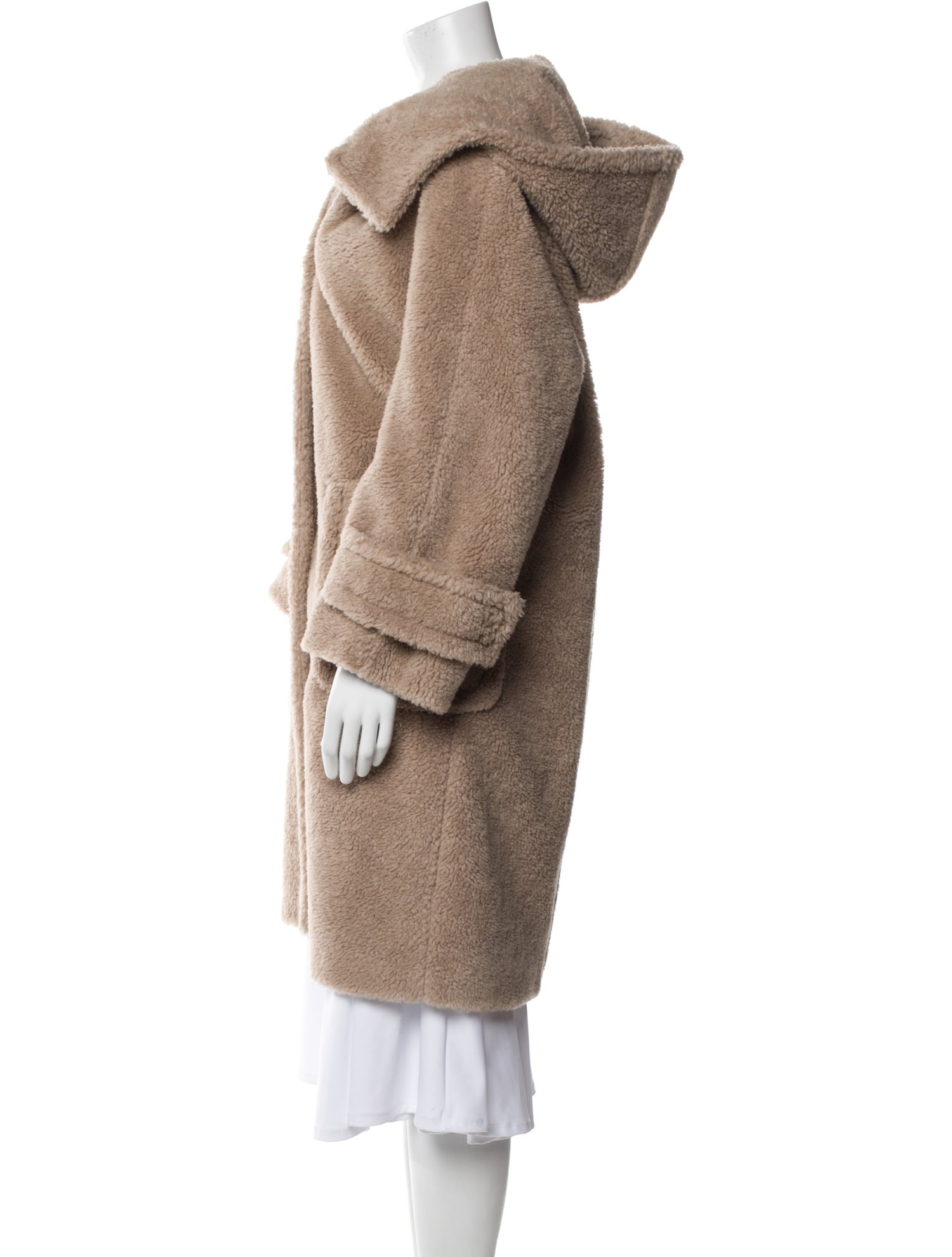 Weekend Max Mara Virgin Wool Tweed Pattern Faux Fur Coat