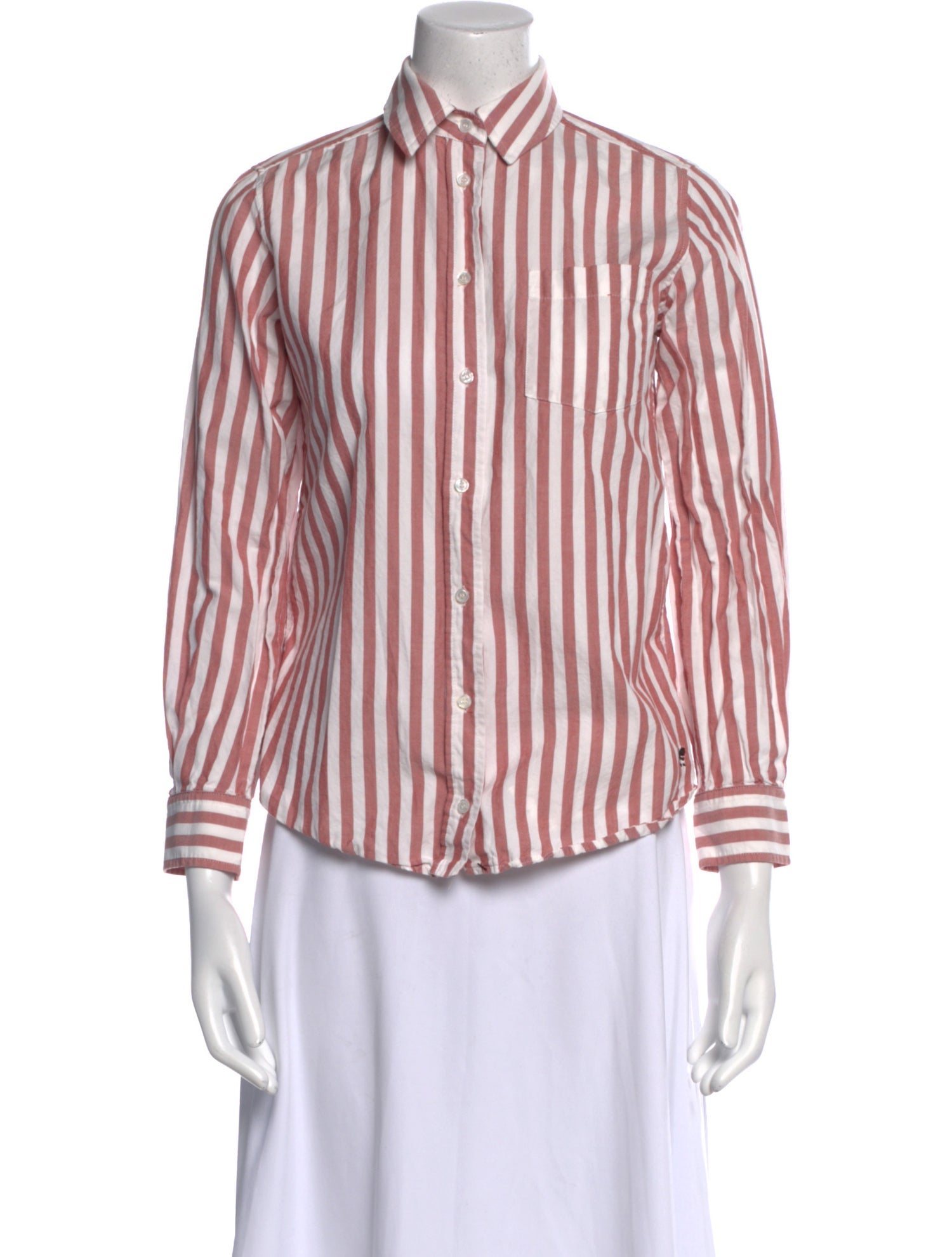 Weekend Max Mara Striped Three-Quarter Sleeve Button-Up Top