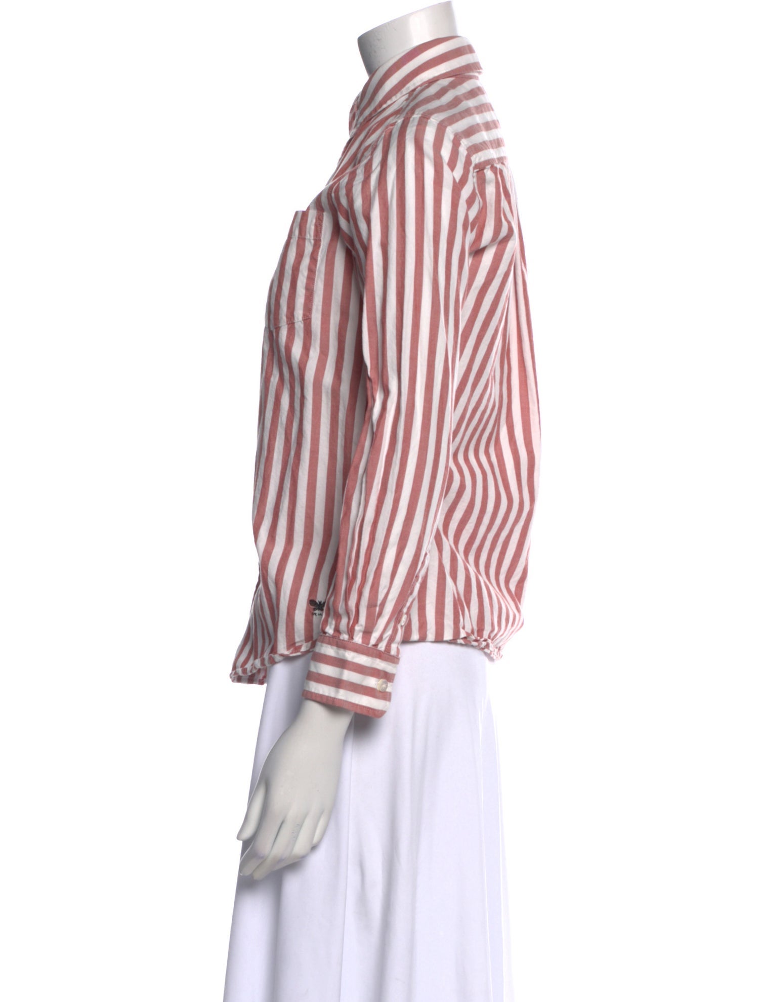 Weekend Max Mara Striped Three-Quarter Sleeve Button-Up Top